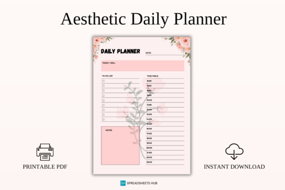 Download Aesthetic Daily Planner Printable PDF - Daily planner printable Collection