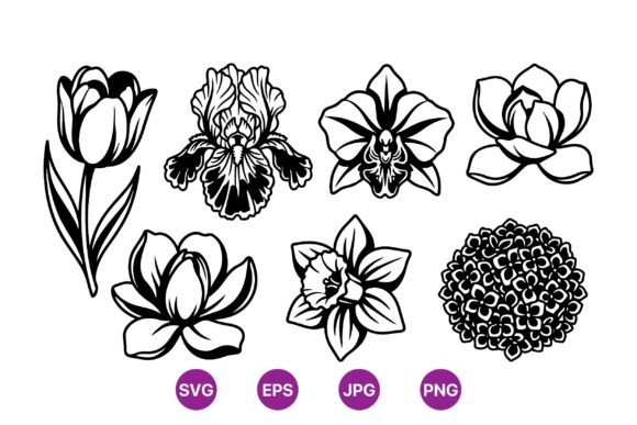 Download Black Line Art Flower Clipart - Black line Collection