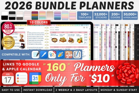 Download 2026 Bundle Digital Planner, Goodnotes - Digital planner Collection