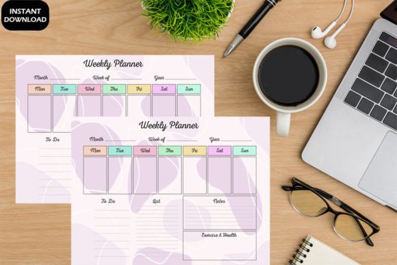 Download Colorful Weekly Planner Cute Printable - Premium Bundle