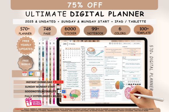 Download Digital Planner Blue 2025 &amp; Undated - Digital planner Collection