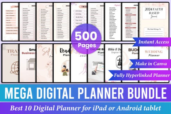 Download Mega Digital Planner Bundle Canva IPad - Digital planner Collection