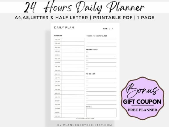 Download 24 Hour Planner, Daily Planner Printable - Daily planner printable Collection