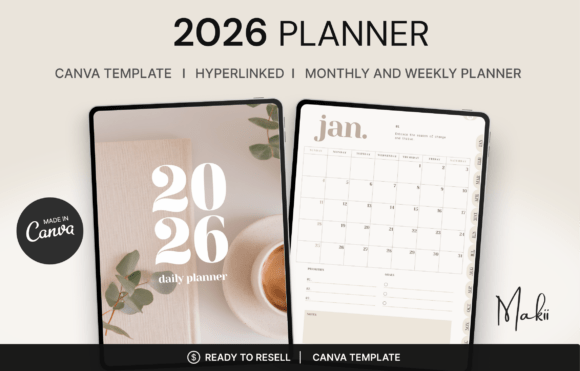Download 2026 Digital Planner Canva Template - Digital planner Collection